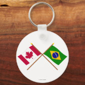 カナダとブラジルが国境を越えた国旗 キーホルダー (正面)
