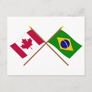カナダとブラジルが国境を越えた国旗 ポストカード