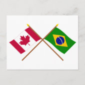 カナダとブラジルが国境を越えた国旗 ポストカード (正面)