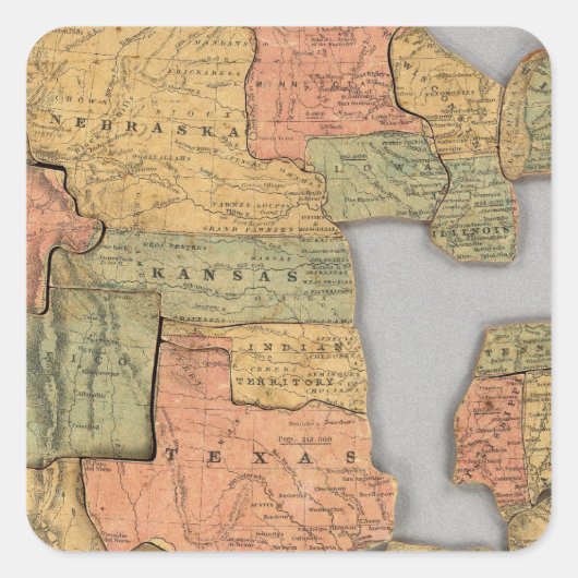 カナダと統一された州の地図 スクエアシール (正面)