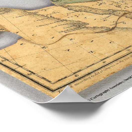 カナダと統一された州の地図 ポスター (角)