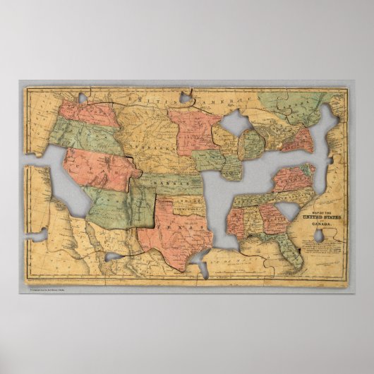 カナダと統一された州の地図 ポスター (正面)