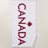カナダと赤い波型メープルリーフ ビーチタオル (正面)