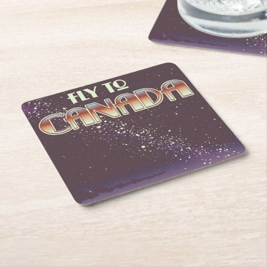 カナダに飛ぶ スクエアペーパーコースター (アングル)