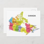 カナダのはがきの地図 ポストカード (正面/裏面)