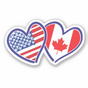 カナダのアメリカのハート国旗 シール