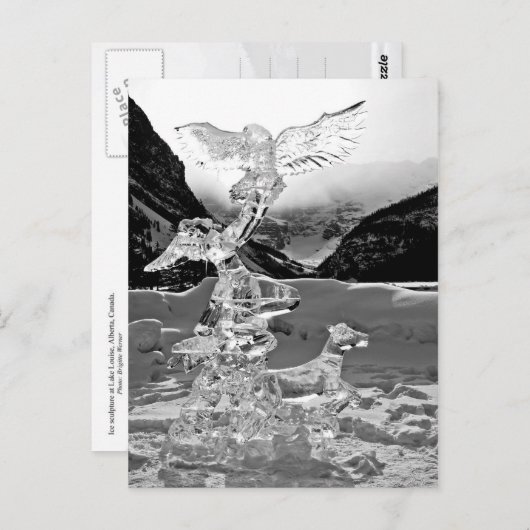 カナダのアルバータ州ルイーズ湖で氷の彫刻を行う ポストカード (正面/裏面)