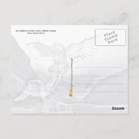 カナダのアルバータ州ルイーズ湖で氷の彫刻を行う ポストカード (裏面)