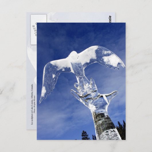カナダのアルバータ州ルイーズ湖で氷の彫刻を行う ポストカード (正面/裏面)