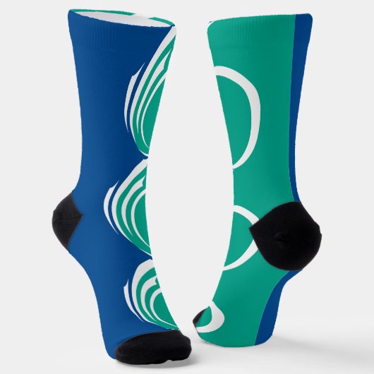 カナダのオタワ州旗を持つ男性クルー用ソックス ソックス (傾斜あり)