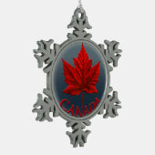 カナダのオーナメントのカナダの記念品の装飾 スノーフレークピューターオーナメント (左)