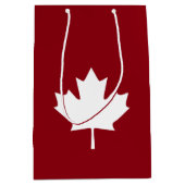 カナダのカエデの葉のギフトバッグ-逆色 ミディアムペーパーバッグ (正面)