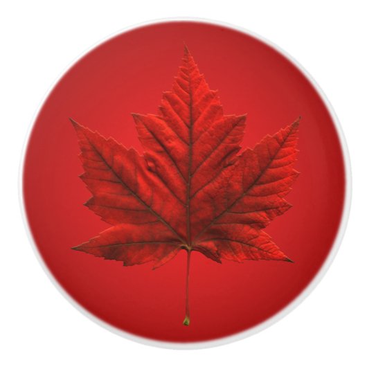 カナダのカエデの葉のドア・ノブ セラミックノブ (正面)