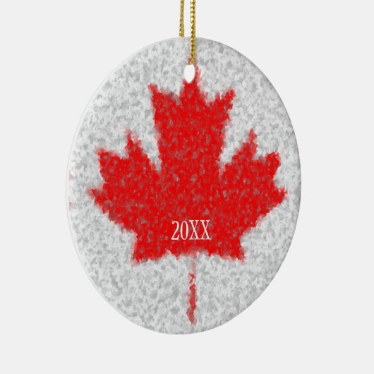 カナダのカエデの葉の吹雪の休日のカスタムの日付 セラミックオーナメント (右)