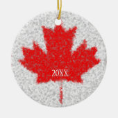 カナダのカエデの葉の吹雪の休日のカスタムの日付 セラミックオーナメント (正面)