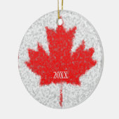 カナダのカエデの葉の吹雪の休日のカスタムの日付 セラミックオーナメント (左)