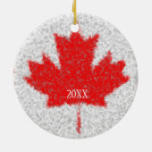 カナダのカエデの葉の吹雪の休日のカスタムの日付 セラミックオーナメント (裏面)