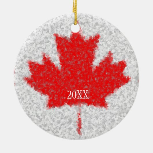 カナダのカエデの葉の吹雪の休日のカスタムの日付 セラミックオーナメント (裏面)