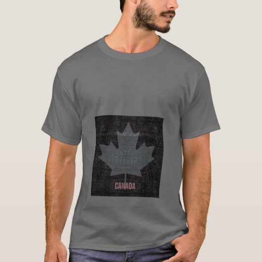 カナダのカエデの葉の旗の灰色および黒いデザイン Tシャツ (正面)
