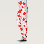 カナダのカエデの葉の赤く白い任意パターン レギンス (左)