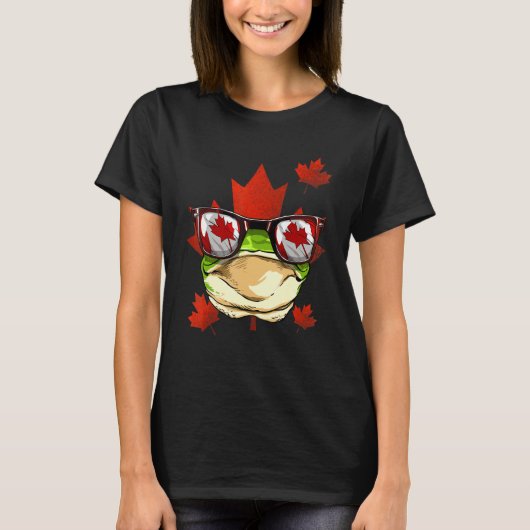 カナダのカエル カエデの葉 カナダの旗 動物 F Tシャツ (正面)