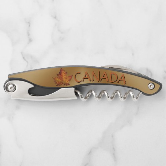 カナダのカクシ カスタム カナダ国旗 麻の葉 ワインボトルオープナー ソムリエナイフ (正面)