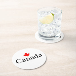 カナダのカスタム文字とレッドメープルリーフのミニマリスト ラウンドペーパーコースター