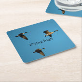 カナダのガチョウが飛んでいる スクエアペーパーコースター (アングル)