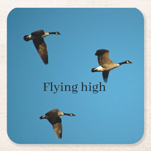 カナダのガチョウが飛んでいる スクエアペーパーコースター (正面)