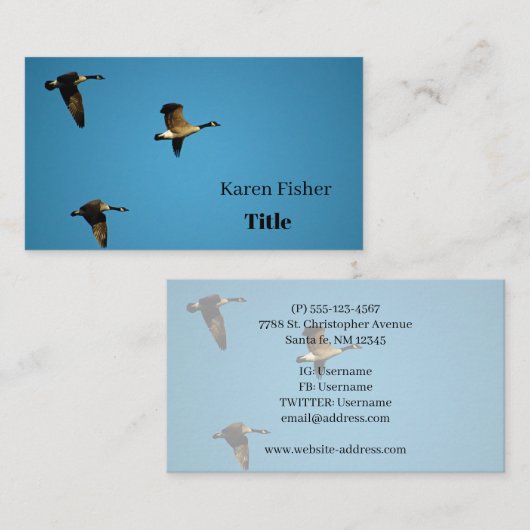 カナダのガチョウが飛んでいる 名刺 (正面/裏面)