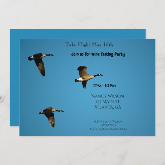 カナダのガチョウが飛んでいる 招待状 (正面/裏面)