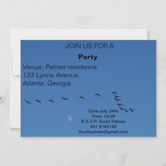 カナダのガチョウが飛んでいる 招待状 (正面)