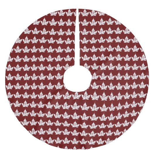 カナダのクリスマスツリーのスカートのカッコいいのカナダのカエデの葉 ブラッシュドポリエステルツリースカート (正面)