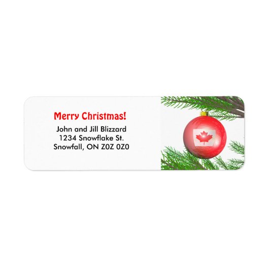 カナダのクリスマスツリーの装飾 ラベル (正面)