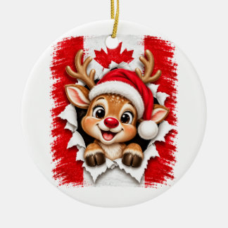 カナダのクリスマストナカイ セラミックオーナメント