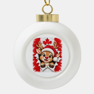 カナダのクリスマストナカイ セラミックボールオーナメント