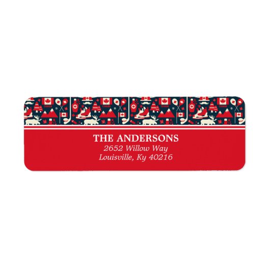 カナダのクリスマス冬のムースアドレス ラベル (正面)