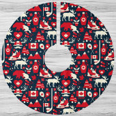 カナダのクリスマス冬のムースパターン ブラッシュドポリエステルツリースカート