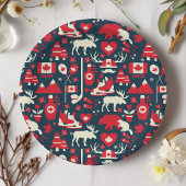 カナダのクリスマス冬のムースパターン ペーパープレート