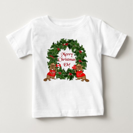 カナダのクリスマス ベビーTシャツ (正面)