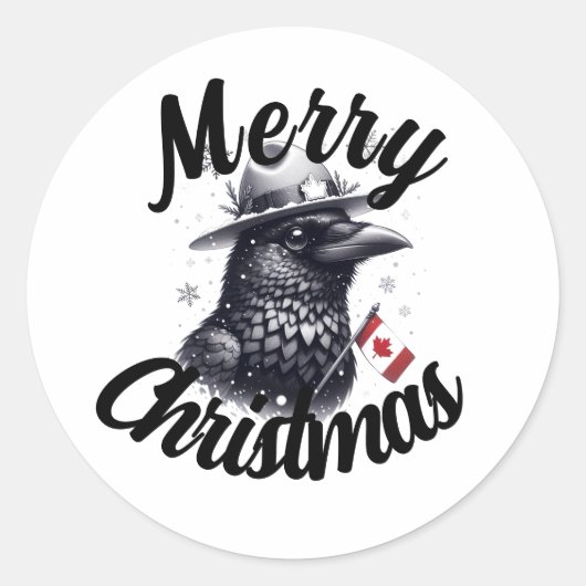 カナダのクリスマス・レイヴン ラウンドシール (正面)