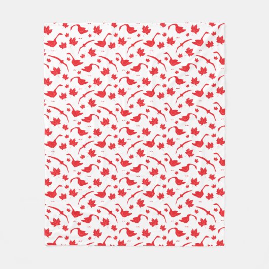 カナダのゲーゼとメープル離れの – カナダ国旗の赤。 フリースブランケット (正面)