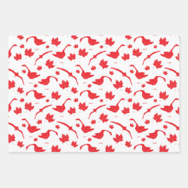 カナダのゲーゼとメープル離れの – カナダ国旗の赤。 ラッピングペーパーシート