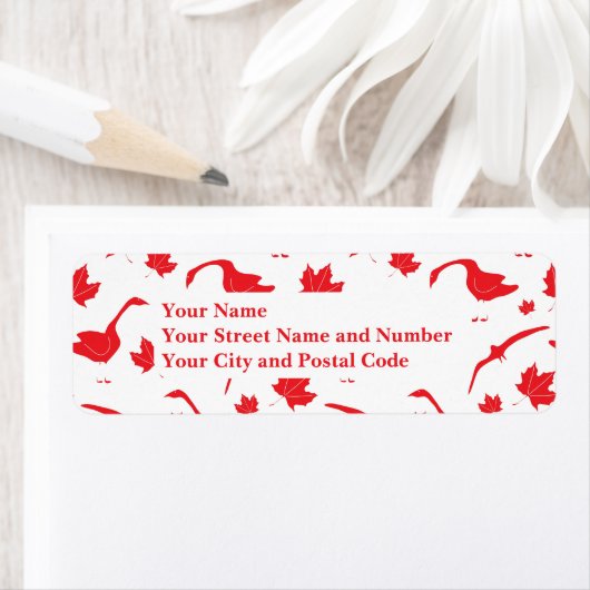 カナダのゲーゼとメープル離れの – カナダ国旗の赤。 ラベル (インサイチュ)