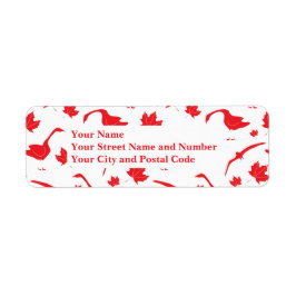 カナダのゲーゼとメープル離れの – カナダ国旗の赤。 ラベル