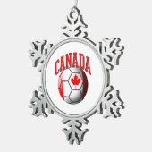 カナダのサッカーボールの旗 スノーフレークピューターオーナメント (右)