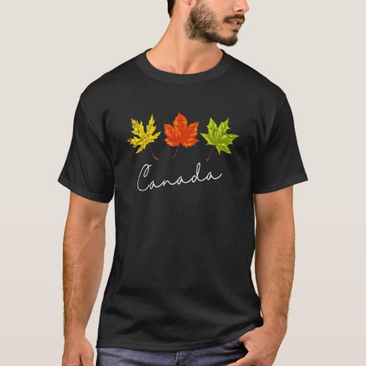 カナダのサトウカエデの葉の国 秋のカエデの葉 カナダ Tシャツ (正面)