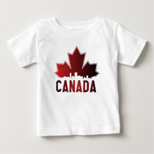 カナダのスカイライングラデーションメイプルリーフ愛国心 ベビーTシャツ