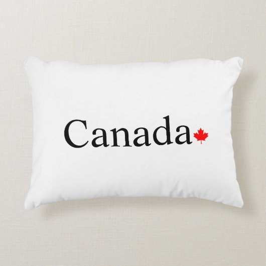 カナダのタイポグラフィと赤楓の葉の白 アクセントクッション (正面)
