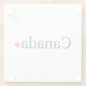 カナダのタイポグラフィと赤楓の葉の白 ガラスコースター (裏面)